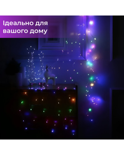 Гірлянда Роса 10 метрів на батарейках гнучка на 100 LED світлодіодна гірлянда мідний провід