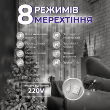 Гірлянда роса мішура 30 метрів хвойна лапа 400 led світлодіодів зелений дріт біла