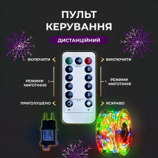 Гірлянда роса на пульті 100 метрів на 1000 led світлодіодів крапля на білому дроті мультиколор