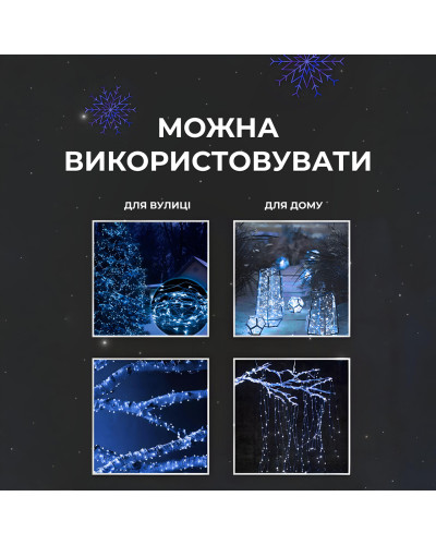 Гірлянда роса на пульті 100 метрів на 1000 led світлодіодів крапля на білому дроті синя
