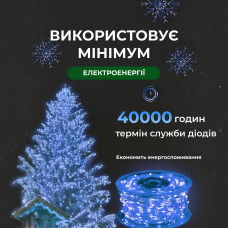 Гірлянда роса на пульті 100 метрів на 1000 led світлодіодів крапля на білому дроті синя
