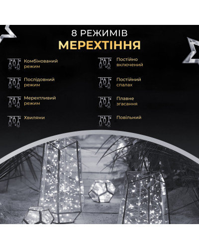 Гірлянда роса на пульті 100 метрів на 1000 led світлодіодів крапля на зеленому дроті біла