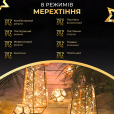 Гірлянда роса на пульті 10 метрів USB на 100 led світлодіодів крапля на білому дроті жовта