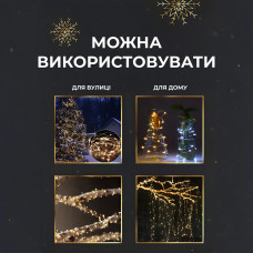 Гірлянда роса на пульті 200 метрів на 2000 led світлодіодів крапля на білому дроті жовта