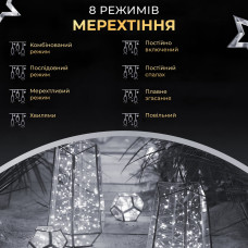 Гірлянда роса на пульті 200 метрів на 2000 led світлодіодів крапля на зеленому дроті біла