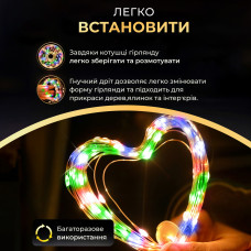 Гірлянда роса на пульті 20 метрів USB на 200 led світлодіодів крапля на білому дроті жовта мультиколор