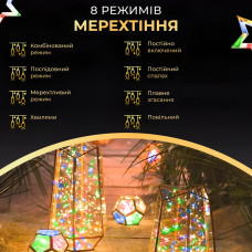 Гірлянда роса на пульті 20 метрів USB на 200 led світлодіодів крапля на зеленому дроті мультиколор