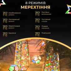 Гірлянда роса на пульті 50 метрів на 500 led світлодіодів крапля на зеленому дроті мультиколор
