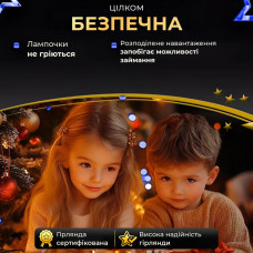 Гірлянда роса на пульті 50 метрів на 500 led світлодіодів крапля на зеленому дроті синя