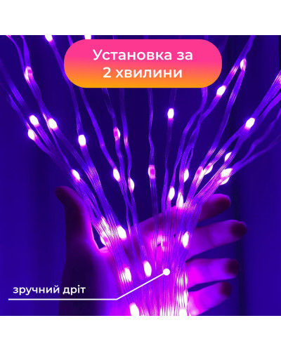 Гірлянда з кільцем на ялинку 2.5 метра Smart 250 led управління телефоном та пульт USB білий дріт