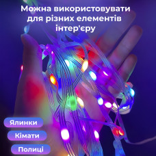 Гірлянда з кільцем на ялинку 2 метри Smart 200 led керування телефоном та пульт USB білий дріт