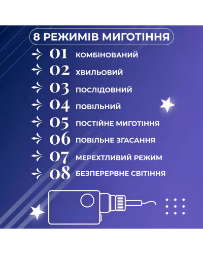 Гірлянда штора 3х0,9 м зірка і ялинка на 120 LED лампочок світлодіодна 8 режимів Білий