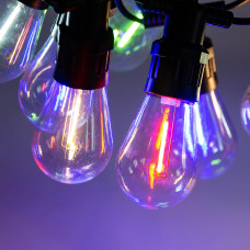 Гірлянда вулична в стилі ретро світлодіодна мультиколор S14 на 10 LED ламп довжиною 5 метрів