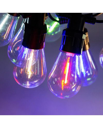 Гірлянда вулична в стилі ретро світлодіодна мультиколор S14 на 10 LED ламп довжиною 5 метрів