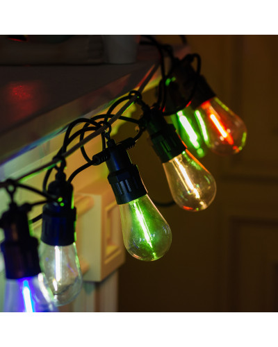 Гірлянда вулична в стилі ретро світлодіодна мультиколор S14 на 10 LED ламп довжиною 5 метрів