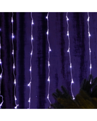 Гірлянда Водоспад 3х2 м 210 LED (480 L) лампочок світлодіодна прозорий дріт 10 ниток 8 режимів Білий Гірлянда Водоспад 3х2 м 210 LED (480 L) лампочок світлодіодна прозорий дріт 10 ниток 8 режимів Білий