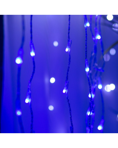 Гірлянда Водоспад 3х2 м 210 LED (480 L) лампочок світлодіодна прозорий дріт 10 ниток 8 режимів Синій