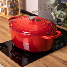 Гусятниця чавунна емальована 6 л, червоний Yiwu HP-FLG-17 RED