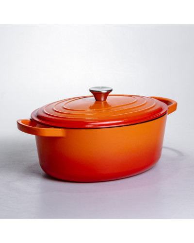 Гусятниця чавунна емальована 6 л, помаранчевий Yiwu HP-FLG-17 ORANGE