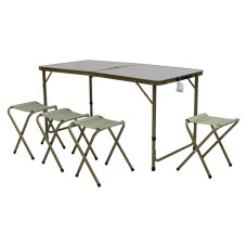 Раскладной стол + 4 стула кемпинговый набор для пикника, рыбалки, отдыха, туризма Зеленый JY-12060GR