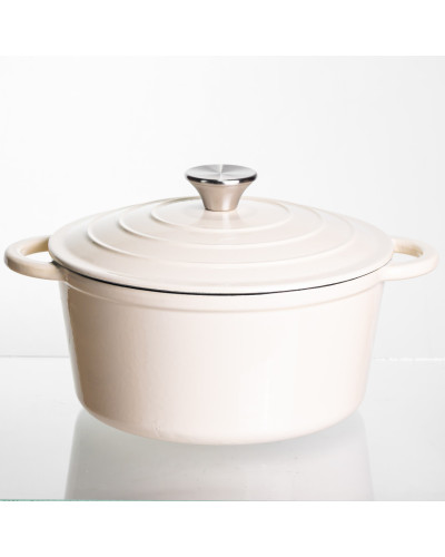 Каструля чавунна емальована 4 л, бежевий Yiwu HP-FLG-1 RED
