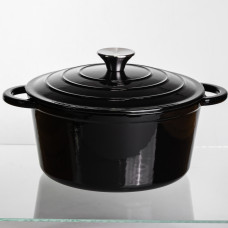 Каструля чавунна емальована 4 л, чорний Yiwu HP-FLG-1 BLACK
