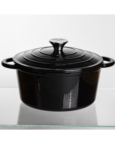 Каструля чавунна емальована 4 л, чорний Yiwu HP-FLG-1 BLACK