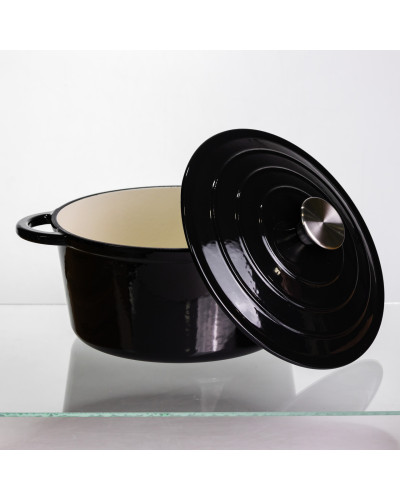 Каструля чавунна емальована 4 л, чорний Yiwu HP-FLG-1 BLACK