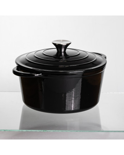 Каструля чавунна емальована 4 л, чорний Yiwu HP-FLG-1 BLACK