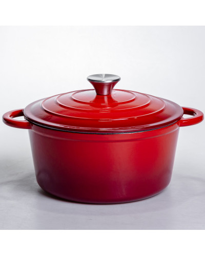 Каструля чавунна емальована 4 л, червоний Yiwu HP-FLG-1 RED