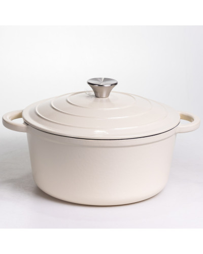 Каструля чавунна емальована 5 л, бежевий Yiwu HP-FLG-2 WHITE