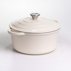 Каструля чавунна емальована 5 л, бежевий Yiwu HP-FLG-2 WHITE