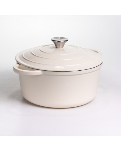Каструля чавунна емальована 5 л, бежевий Yiwu HP-FLG-2 WHITE