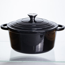 Каструля чавунна емальована 5 л, чорний Yiwu HP-FLG-2 BLACK