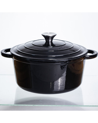 Каструля чавунна емальована 5 л, чорний Yiwu HP-FLG-2 BLACK