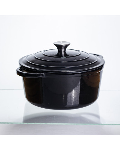 Каструля чавунна емальована 5 л, чорний Yiwu HP-FLG-2 BLACK