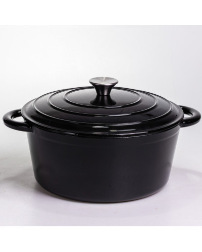 Каструля чавунна емальована 6,5 л, чорний Yiwu HP-FLG-3 BLACK