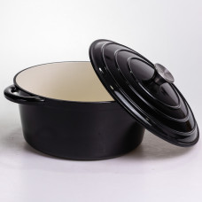 Каструля чавунна емальована 6,5 л, чорний Yiwu HP-FLG-3 BLACK
