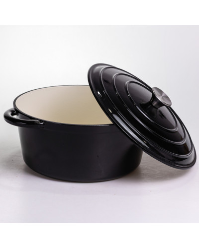 Каструля чавунна емальована 6,5 л, чорний Yiwu HP-FLG-3 BLACK