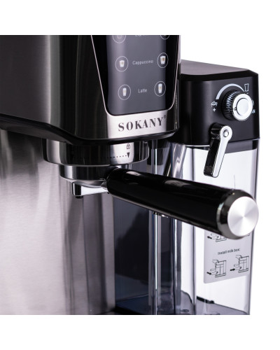 Кавоварка рожкова 3в1 з капучинатором 1350 Вт  бак 1 л Sokany SK-04027