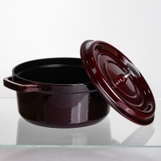 Кокотниця чавунна емальована 2,5 л, бургунді Yiwu HP-FLG-9 burgundy
