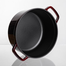 Кокотниця чавунна емальована 2,5 л, бургунді Yiwu HP-FLG-9 burgundy