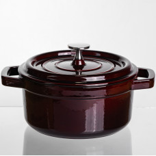 Кокотниця чавунна емальована 2 л, бургунді Yiwu HP-FLG-8 burgundy