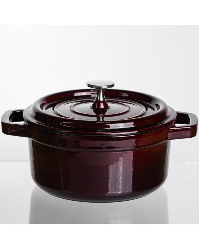 Кокотниця чавунна емальована 2 л, бургунді Yiwu HP-FLG-8 burgundy