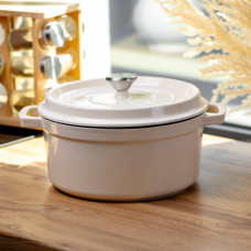 Кокотниця чавунна емальована 4,5 л, бежевий Yiwu HP-FLG-4 WHITE