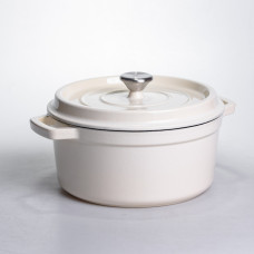 Кокотниця чавунна емальована 4,5 л, бежевий Yiwu HP-FLG-4 WHITE