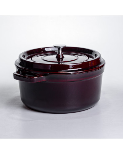 Кокотниця чавунна емальована 4,5 л, бургунді Yiwu HP-FLG-11 burgundy
