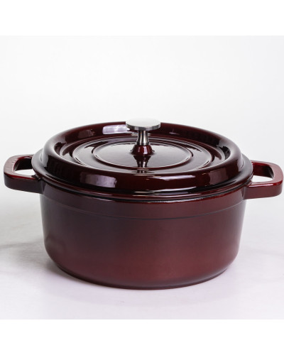 Кокотниця чавунна емальована 4 л, бургунді Yiwu HP-FLG-10 burgundy