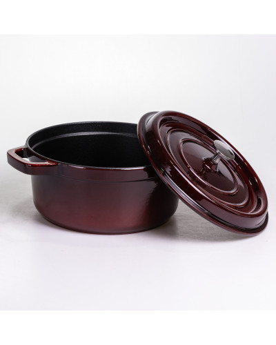 Кокотниця чавунна емальована 4 л, бургунді Yiwu HP-FLG-10 burgundy