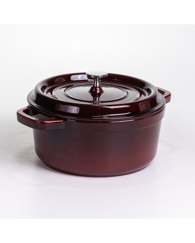 Кокотниця чавунна емальована 4 л, бургунді Yiwu HP-FLG-10 burgundy
